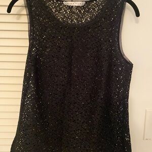 Trina Turk Elegant Black Lace Tank Top